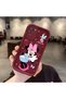 Redmi Note 10 4g Compatible Claret Red Silicone Shockproof Case with Lens Protection and Mickey Pattern