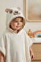 Baby Poncho Bath and Beach Towel 100% Cotton with Hood and Embroidered Figures - Bear Cream