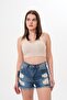 Women's Blue Color Ripped Detailed Denim Shorts - 3