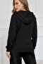 Women's Black Winter Thick Zippered Hooded Cardigan - 2