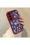 Samsung Galaxy S24 Fe Compatible Burgundy Silicone Shockproof Lens Protected Stitch Pattern Case