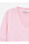 10645 V-Neck Wool Blend Sweater-Pink - 7