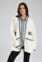 Women's Denim Fabric Garnished Long Sleeve Design Jacket Cardigan