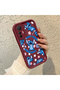 Mi 12 Lite Compatible Claret Red Silicone Shockproof Stitch Pattern Case with Lens Protection