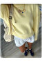 Women's Yellow Crew Neck Long Sleeve Oversize Soft Textured Knit Sweater - 4