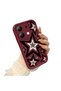 Redmi Note 13 4g Compatible Claret Red Silicone Shockproof Case with Lens Protection and Star Pattern - 3