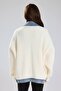 Women's Thick Knitwear Denim Fabric Garnished Design Jacket Cardigan - 4