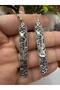 Thin Long Rectangular Formed Symbolic Pattern Metal Dangle Earrings - 2