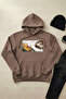 Creation of Tekir - Unisex Hooded Kangaroo Pocket 3 Thread Puff (with Fleece Inside) Sweatshirt