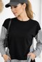 Women's Round Neck Striped Shirt Detail Tricot Modal Top and Bottom Set - 2