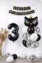 3 Year Old Cat Themed Birthday Balloon Set – Black Concept