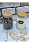 2 Pieces of Marble Stand Vacuum Lid Glass Spice Jar Set (890Cc) - with Bamboo Spoon - 5