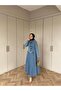 Women's Double Button Detailed Stylish Denim Skirt Suit - 4