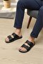 Awx 9901 Men's Faux Leather Double Buckle Velcro Adjustable Anatomical Sole Daily Slippers - 4