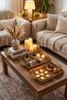 ®   Interlocking Set of 3 Rectangular Plastic Rattan Trays – Wicker Look Multi-Purpose Serving Tray - 3