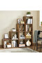 VASAGLE 10 Cube Wooden Storage Unit with Staircase Design - Freestanding Bookcase - Dark Hunton Oak - 2