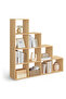 VASAGLE 10 Cube Wooden Storage Unit with Staircase Design Freestanding Bookcase - Natural Davos Oak