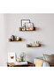 VASAGLE U-Shaped Floating Wall Shelves Set of 3 Wooden Cube Shelves - Dark Hunton Oak - 4