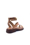 B261802 Genuine Leather Women's Comfortable Tan Color Flip-Flop Gladiator Sandals - 7