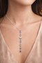 Steel Necklace with Colorful Zircon Stone Dangle Silver Color Stainless Steel Necklace