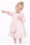 Girl's Lace-Up Balloon Sleeve Model, Elastic Ankles, Powder Color Midi Dress with Plush Bag - 5