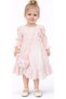 Girl's Lace-Up Balloon Sleeve Model, Elastic Ankles, Powder Color Midi Dress with Plush Bag - 3