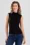 Women's Modal Lycra Half Turtleneck Zero Sleeve Body 6316 Black - 2
