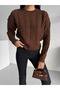 Hair Braid Pattern Medium Length Crew Neck Women's Knitwear Sweater - 4