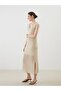 Lcwaikiki Classic White V-Neck Openwork Knitwear Dress