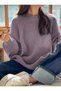 Women's Lilac Crew Neck Long Sleeve Off Shoulder Oversize Thessaloniki Knitwear Sweater