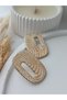 Gold Textured Ceramic Pattern Polymer Clay Handmade Women's Steel Earring Apparatus - 4