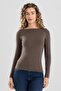 Women's Modal Lycra Boat Neck Long Sleeve Body 6318 Brown