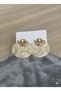 Women's Gold Color Natural Stone Detailed Marble Patterned Stainless Steel Earrings - 8