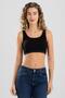 Women's Cotton Ribbed Half Tank Top Bustier 6330 Black - 2