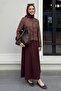 Ethnic Pattern Jacket Skirt Burgundy Set - 5