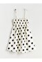 Xside Beige Polka Dot Waist-Fitted Linen Blend Dress with Rope Straps - 6