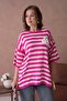 Women's Crew Neck Striped Oversize Long Knit Sweater 10075 - 4