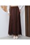 Brown Lace Detail Satin Long Elastic Skirt