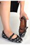 Zaty Black Suede Silver Sequin Daily Comfortable Ballerinas - 2