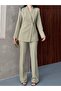 Women's Button-Detail Jacket and Pants Fabric Suit - 5