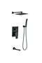 Plus Yana Three Way Concealed Rain Shower Set - Matt Black Brass Finish Bathroom Shower