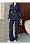 Women's Button-Detail Jacket and Pants Fabric Suit - 4
