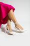 8.5 cm White Pleated Ankle Strap Stiletto Heel Shoes 2173