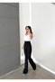 Women's Black Color Spanish Leg High Waist Shaping Stretchy Plain Leggings with Shiny Stone Detail - 8