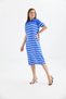 Women's Polo Collar Striped Maxi Length Knitwear Dress 10027 - 3
