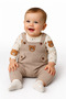 Baby Boy 3-Piece Romper Set With Overalls and Socks, Teddy Bear Patterned Bodysuit, Bear Embroidered, Cotton, Unisex