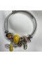 Steel Bracelet with Yellow Detail and Charm Design – Stainless Steel Women's Bracelet, Stylish and Elegant Jewelry - 3