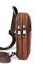 Men's Tan Genuine Leather Body Bag Double Handle Strap Chest Bag Shoulder Bag - 4
