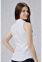 White Cotton Satin Brbry Fabric Detailed Zero Sleeve Slim Fit Women's Shirt - 7