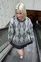 Women's Crew Neck Argyle Knit Sweater - 4
